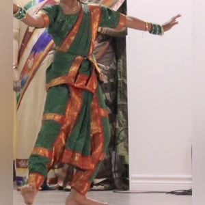 Bharatanatyam Dance Costume for Kids age 6 to 7 green and red